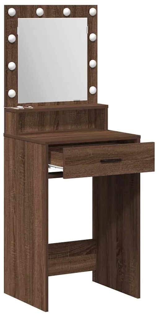 Mesa de Maquilhagem vidaXL com Luzes LED em Castanho Carvalho 50x41x13