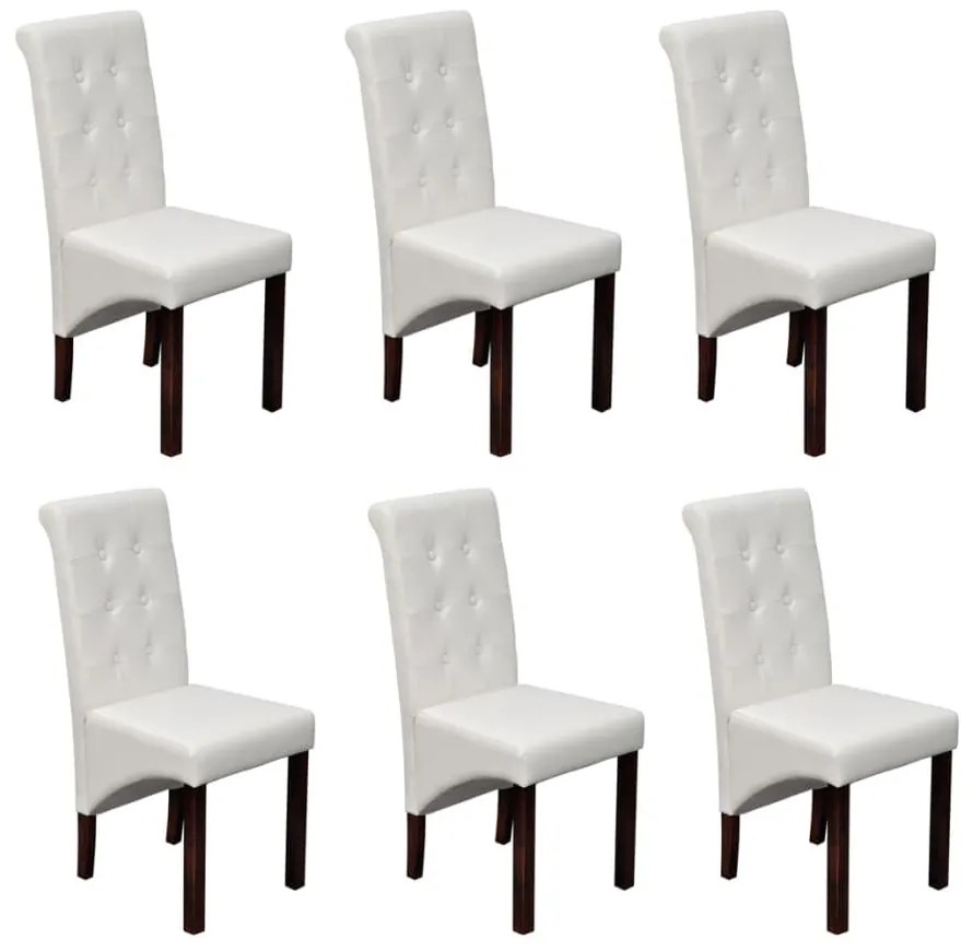 Cadeiras de jantar 6 pcs couro artificial branco