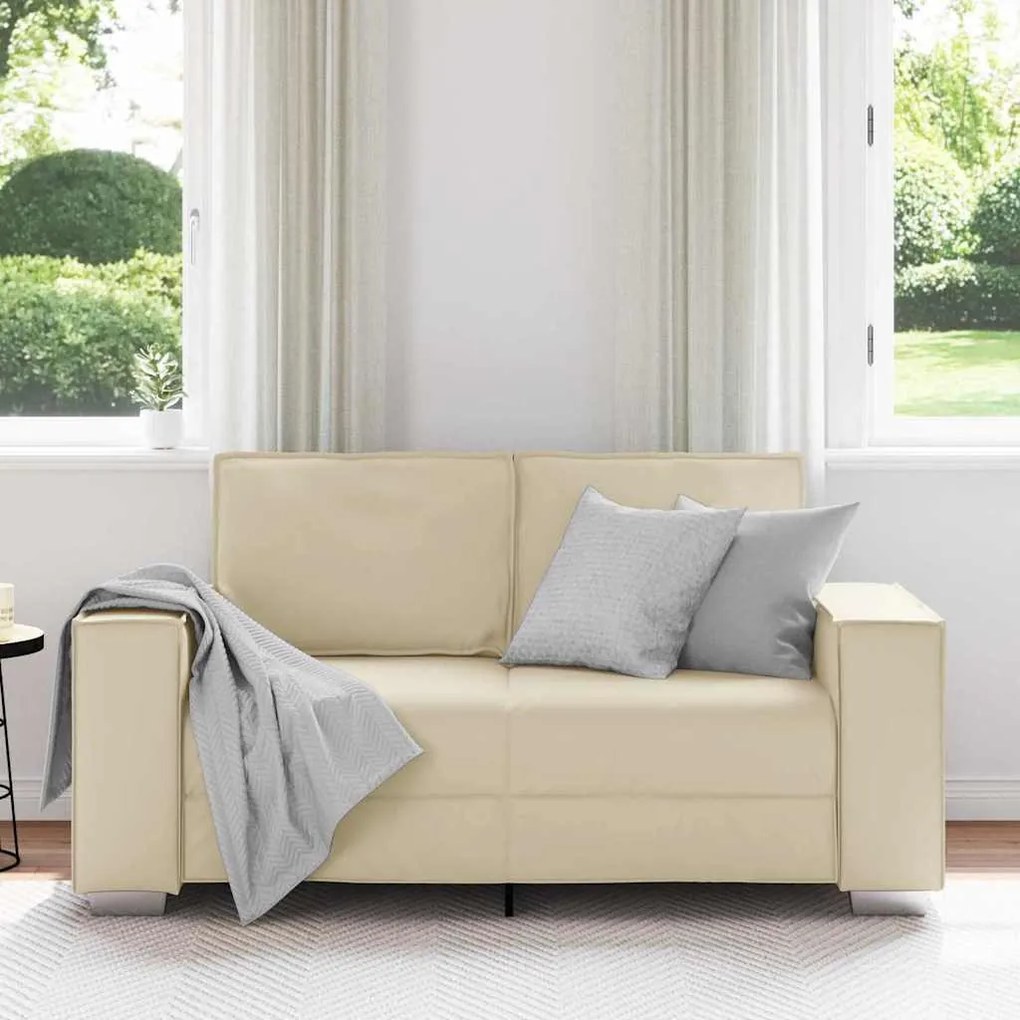 Sofá Loveseat vidaXL Creme 120 cm em Couro Sintético