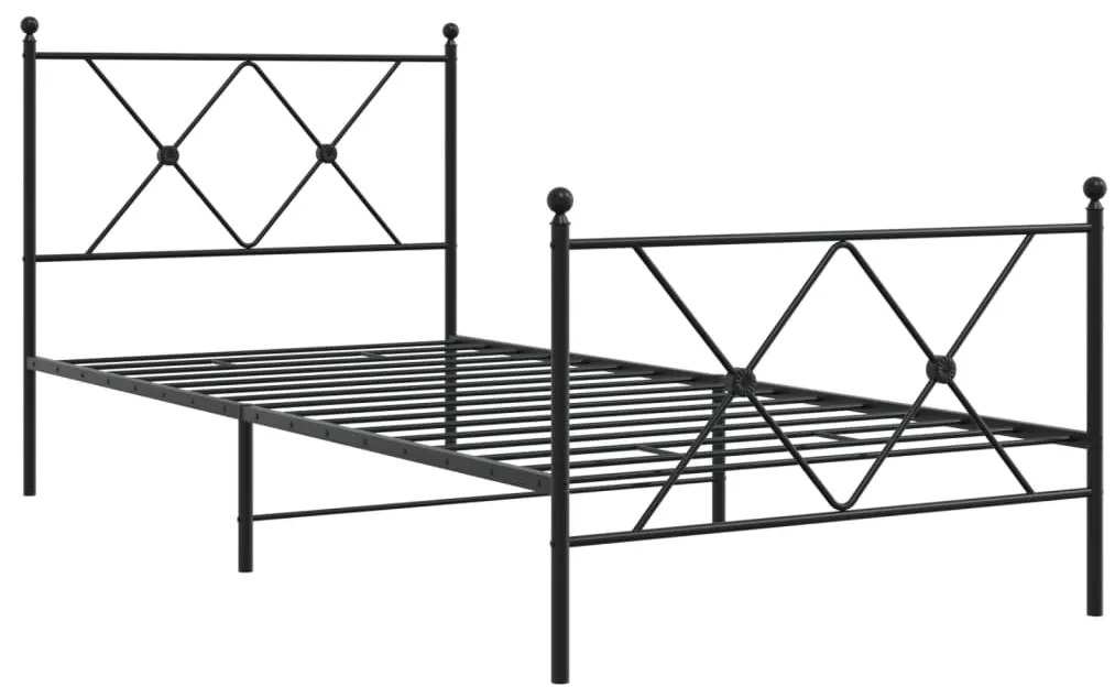 Estrutura de cama com cabeceira e pés 90x200 cm metal preto