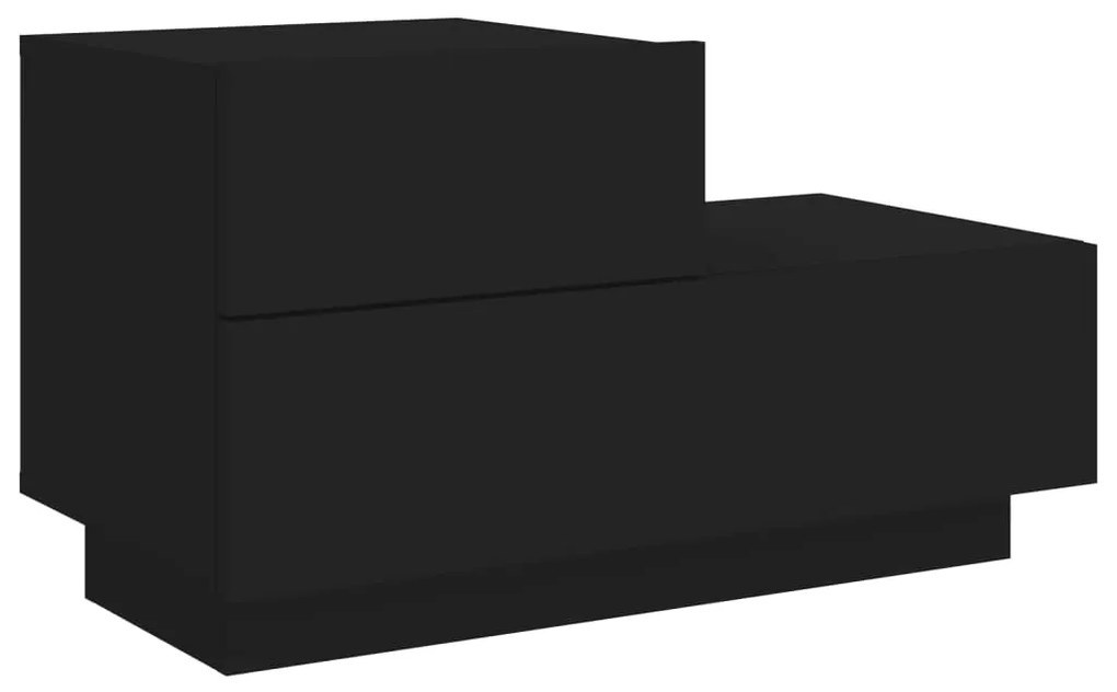 Mesa de cabeceira com luzes LED 70x36x40,5 cm preto
