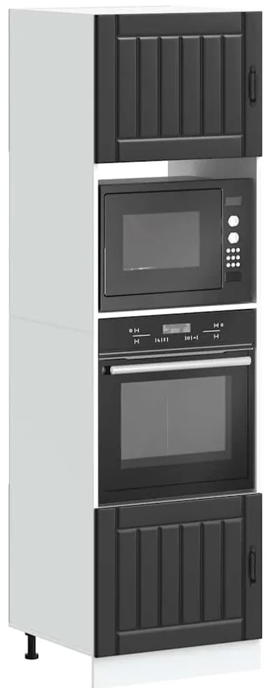 Armários forno 2 pcs Kalmar derivados de madeira preto