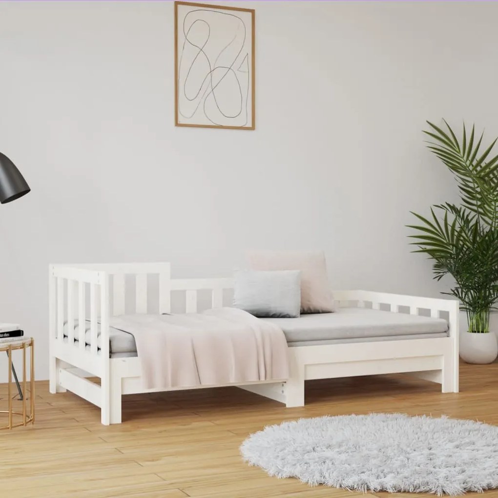 Sofá-cama de puxar 2x(80x200) cm pinho maciço branco