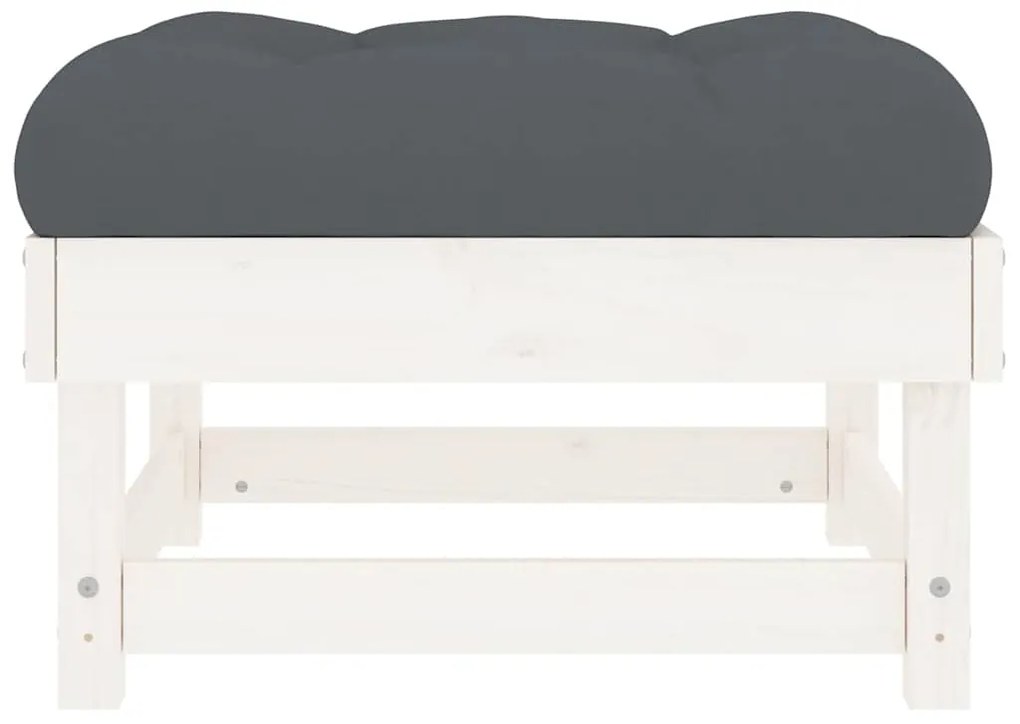 Apoios de pés p/ jardim c/ almofadões 2 pcs pinho maciço branco