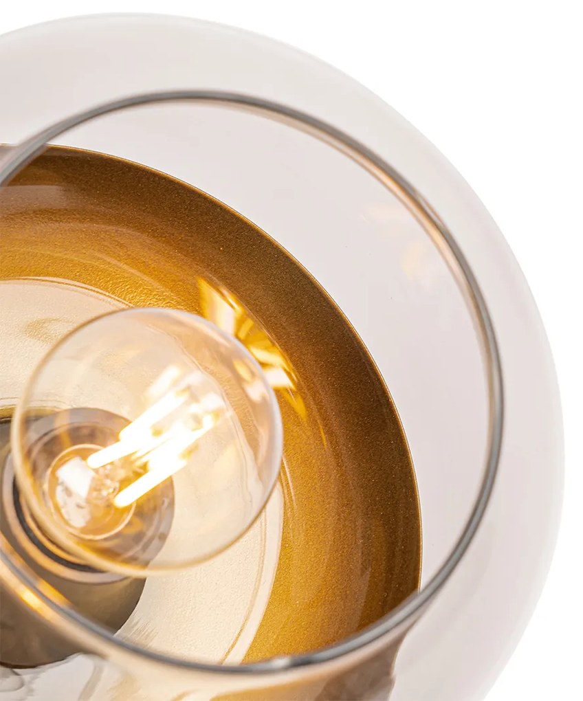 Foco de teto design preto com dourado e vidro fumê - Kyan