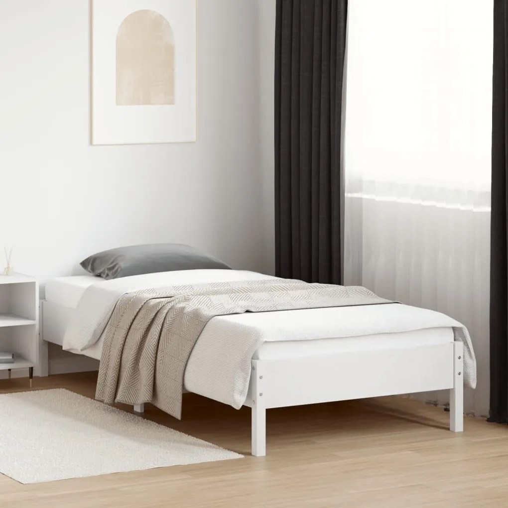 Cama sem colchão 90x200 cm madeira de pinho maciça branco