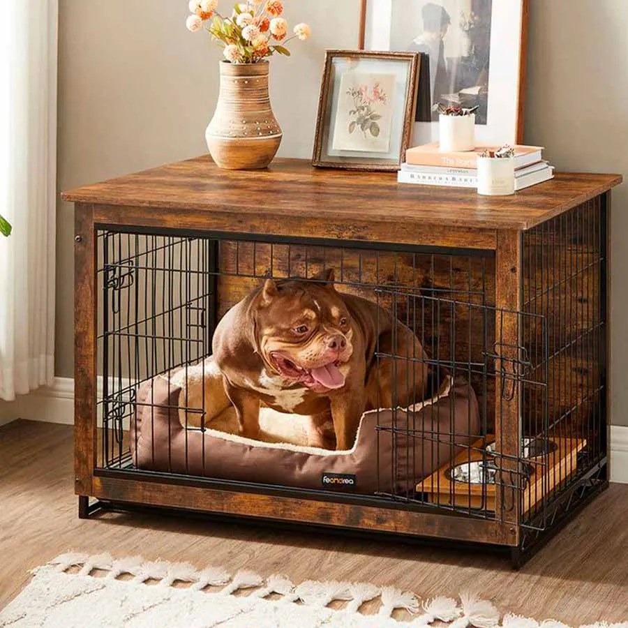 Gaiola para cães resistente com tabuleiro amovível 98 x 65 x 68 cm Castanho vintage