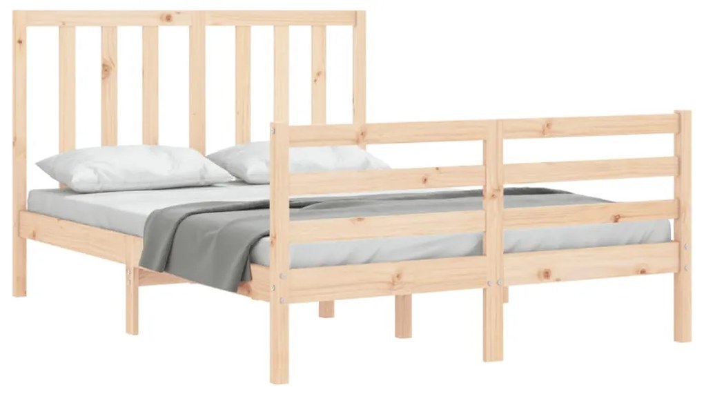 Estrutura de cama com cabeceira 140x190 cm madeira maciça