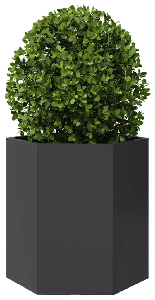 Vasos floreiras de jardim 2 pcs hexagonal 46x40x45 cm aço preto
