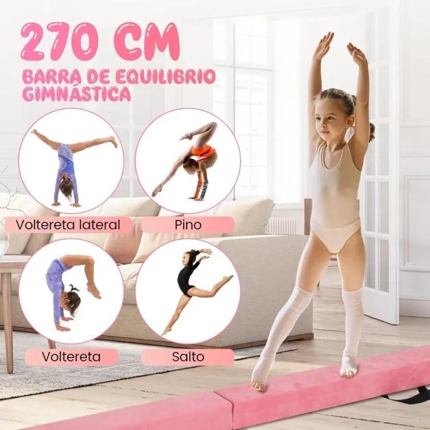 Barra de equilíbrio Ginástica dobrável com base de madeira maciça e superfície antiderrapante de espuma portátil com alça para crianças e adolescente