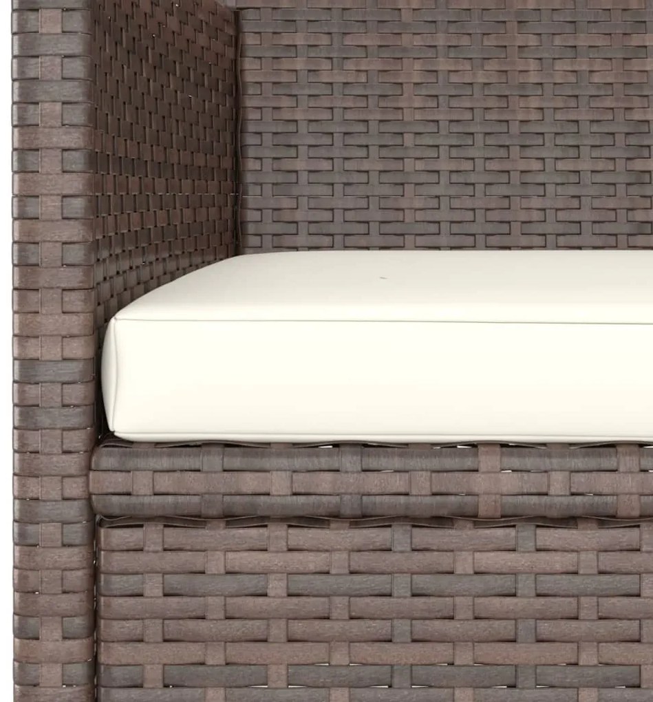 4 pcs conjunto de cadeiras e bancos de jardim vime PE castanho