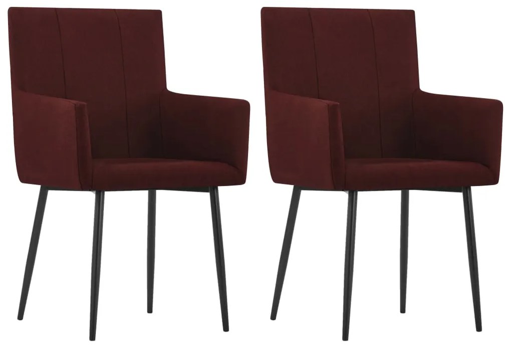 vidaXL Cadeiras jantar c/ apoio de braços 2 pcs tecido vermelho tinto