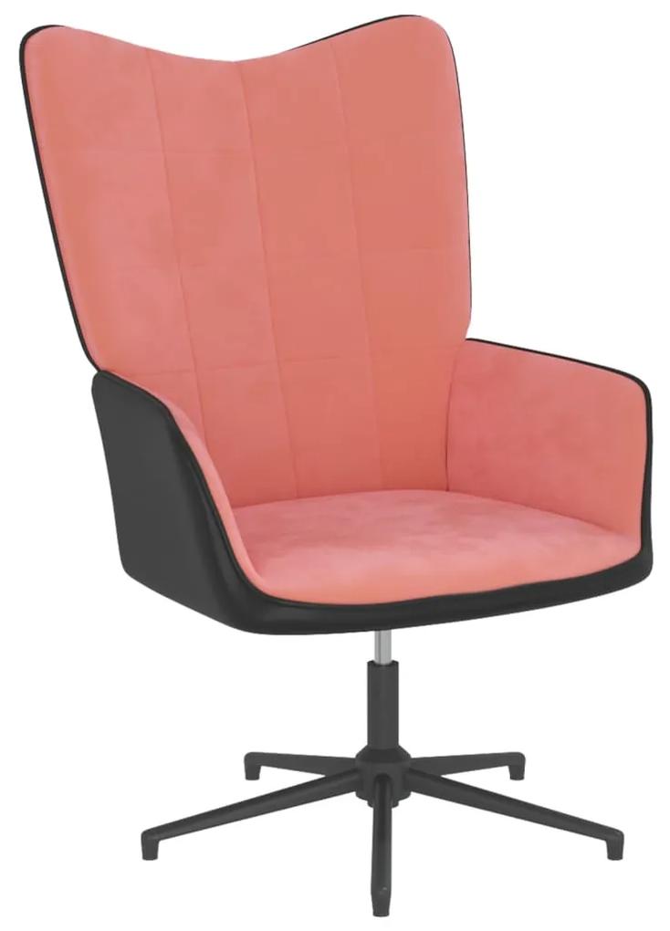327835 vidaXL Cadeira de descanso PVC e veludo rosa
