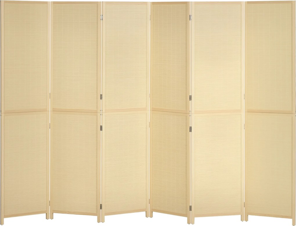 Biombo de bambu com 6 painéis, 270 x 180 cm, divisória dobrável para separar divisões - natural