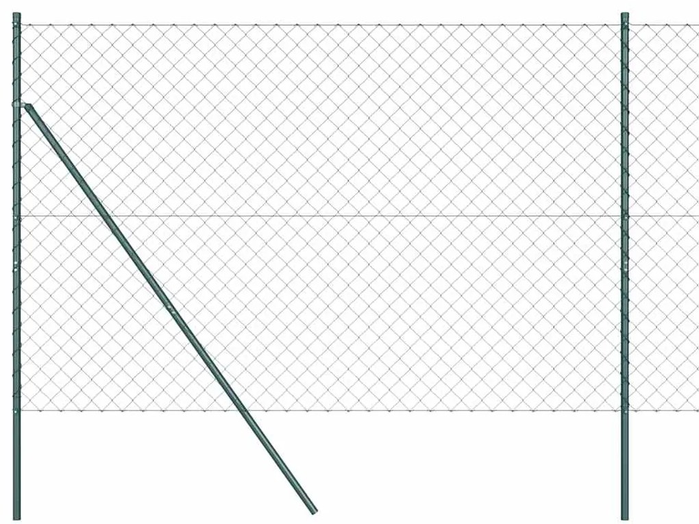 Conjunto de Postes de Cerca Verde 1.6 x 25 m Aço Galvanizado