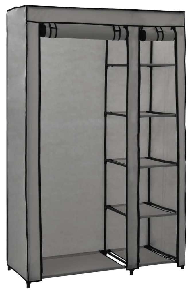 Roupeiros dobráveis 2 pcs 110x45x175 cm tecido cinzento