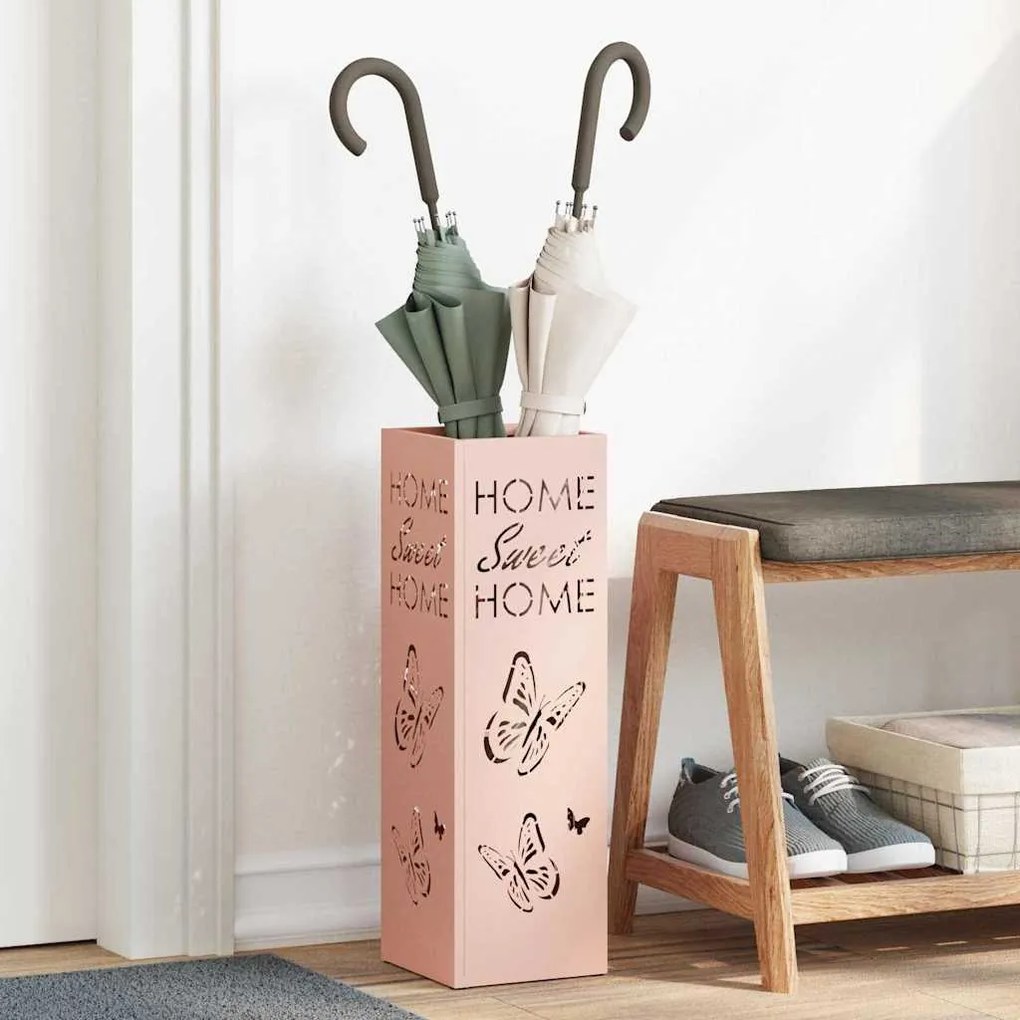 Suporte para Guarda-Chuva Rosa Metal Médio Inserções Decorativas