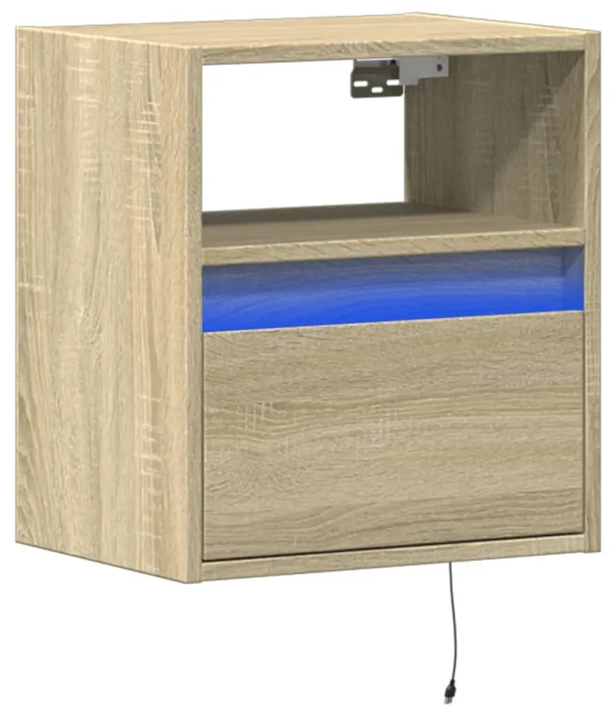 Móvel de parede p/ TV c/ luzes LED 41x31x45 cm carvalho sonoma