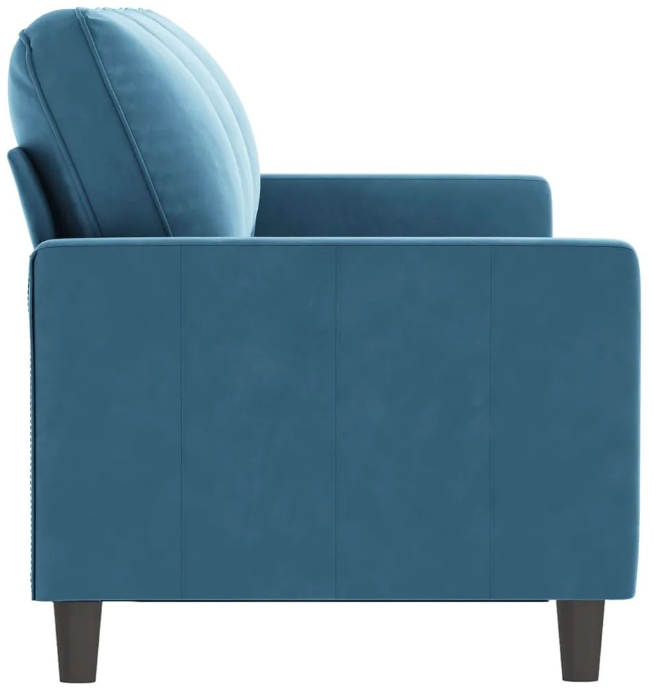 Sofá de 3 lugares 180 cm veludo azul