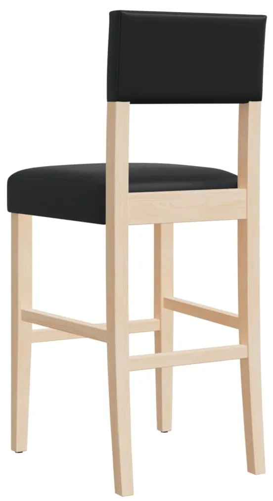 Cadeiras de bar 2 pcs seringueira maciça e couro artificial