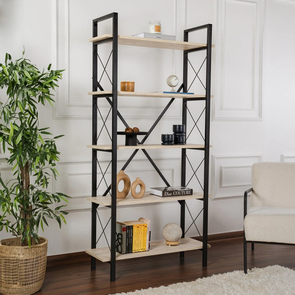Estante Elysian – Preto Travertino – 90 x 180 x 33,5 cm