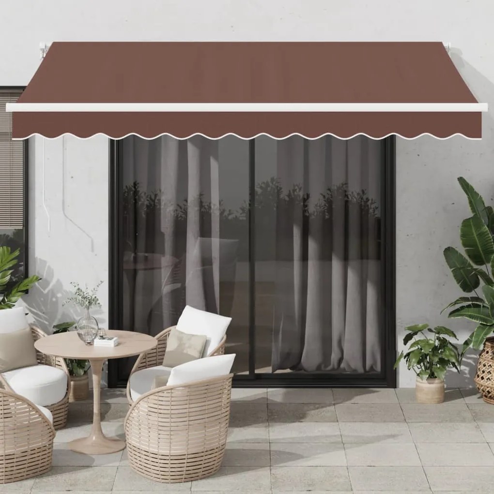vidaXL Toldo retrátil automático com luz LED 350x250 cm castanho