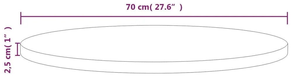 Tampo de mesa pinho maciço Ø70x2,5 cm branco