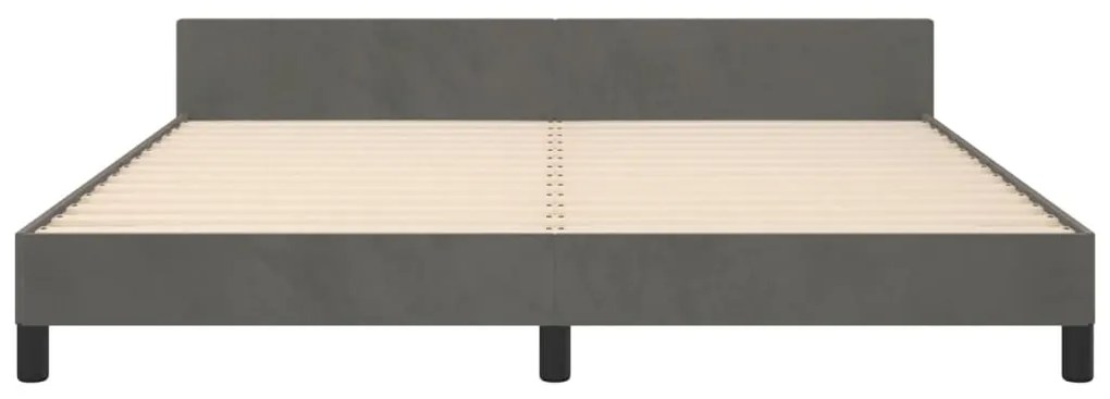 Estrutura de cama c/ cabeceira 180x200cm veludo cinzento-escuro