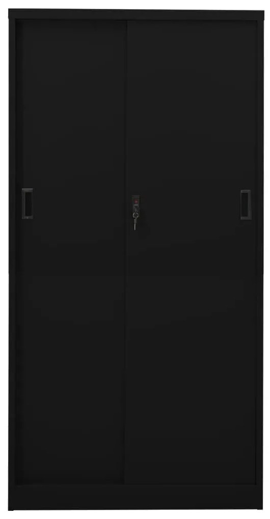 Armário de escritório c/ porta deslizante 90x40x180cm aço preto