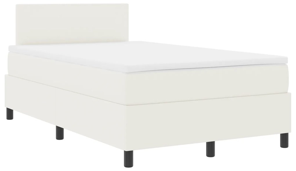 Cama Box Spring com Colchão Creme 120x200 cm Tecido de Veludo Cotelê