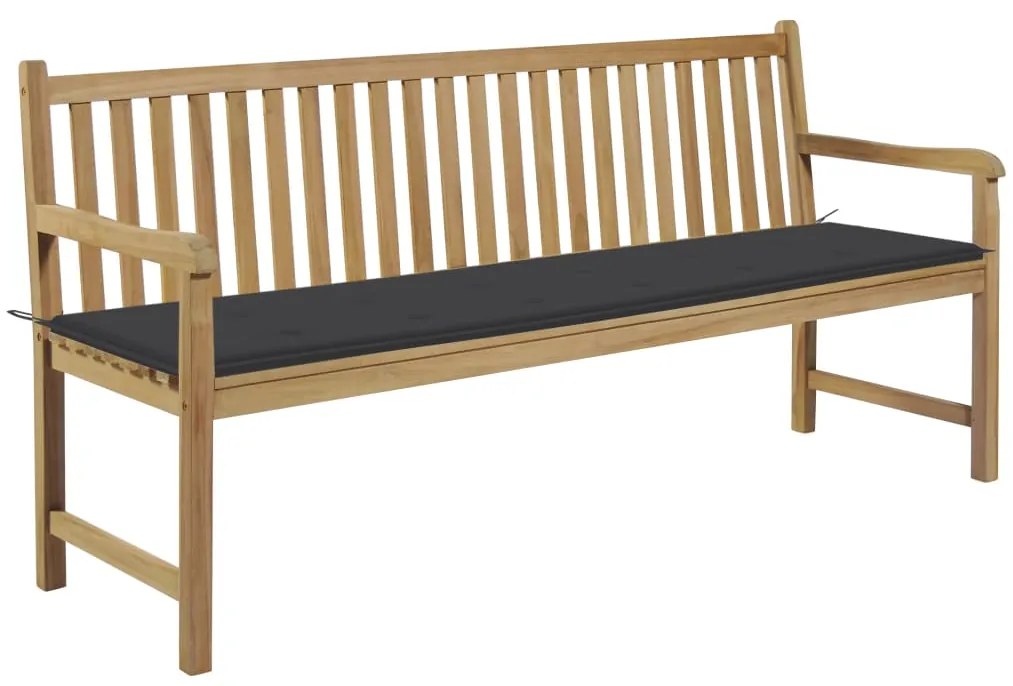 vidaXL Banco de jardim c/ almofadão antracite 175 cm teca maciça