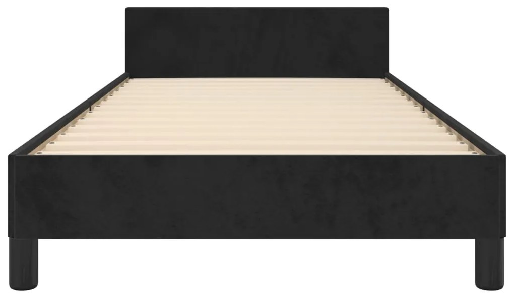 Estrutura de cama c/ cabeceira 90x190 cm veludo preto