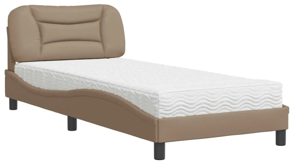 vidaXL Cama com colchão 80x200 cm couro artificial cappuccino