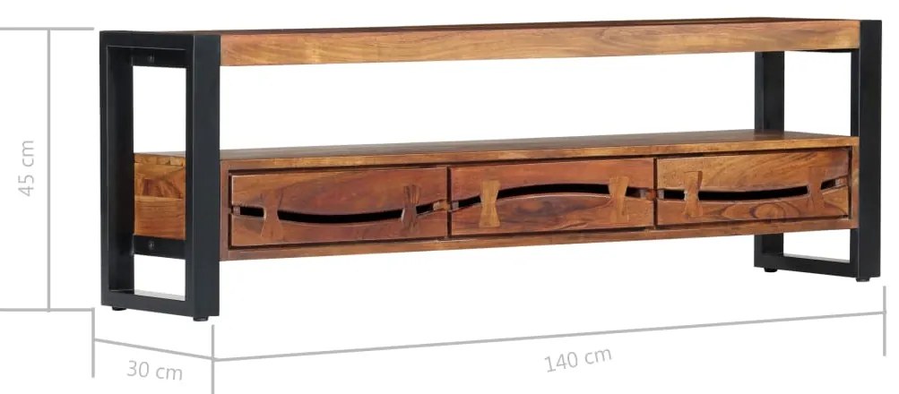 Móvel de TV 140x30x45 cm madeira de acácia maciça