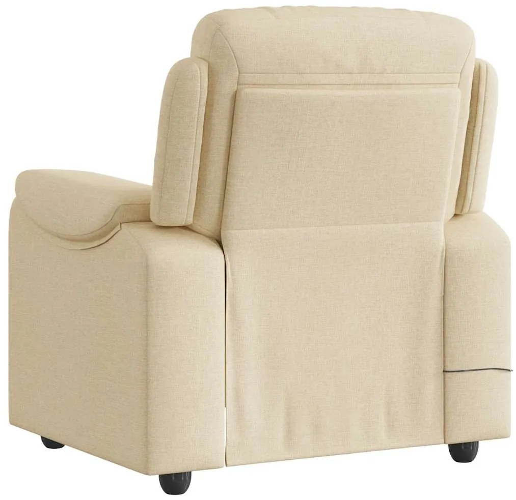 Poltrona de massagens reclinável tecido cor creme