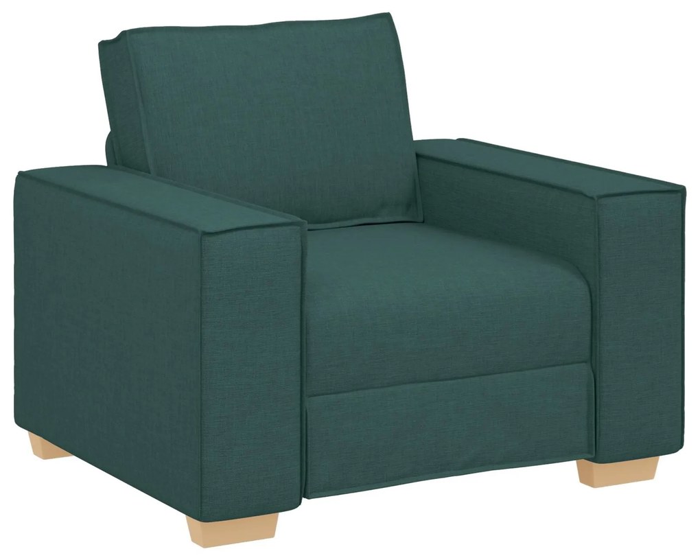 Conjunto de Sofá de 3 Peças com Almofadas em Tecido Verde Escuro