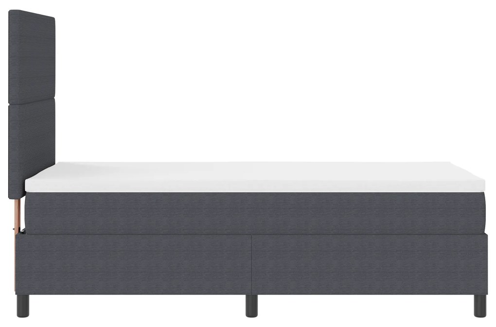 Cama Box Spring com Colchão Cinza Escuro 80x200 cm Tecido de Veludo Co