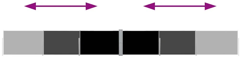 Toldo lateral retrátil para pátio 140x1200 cm preto