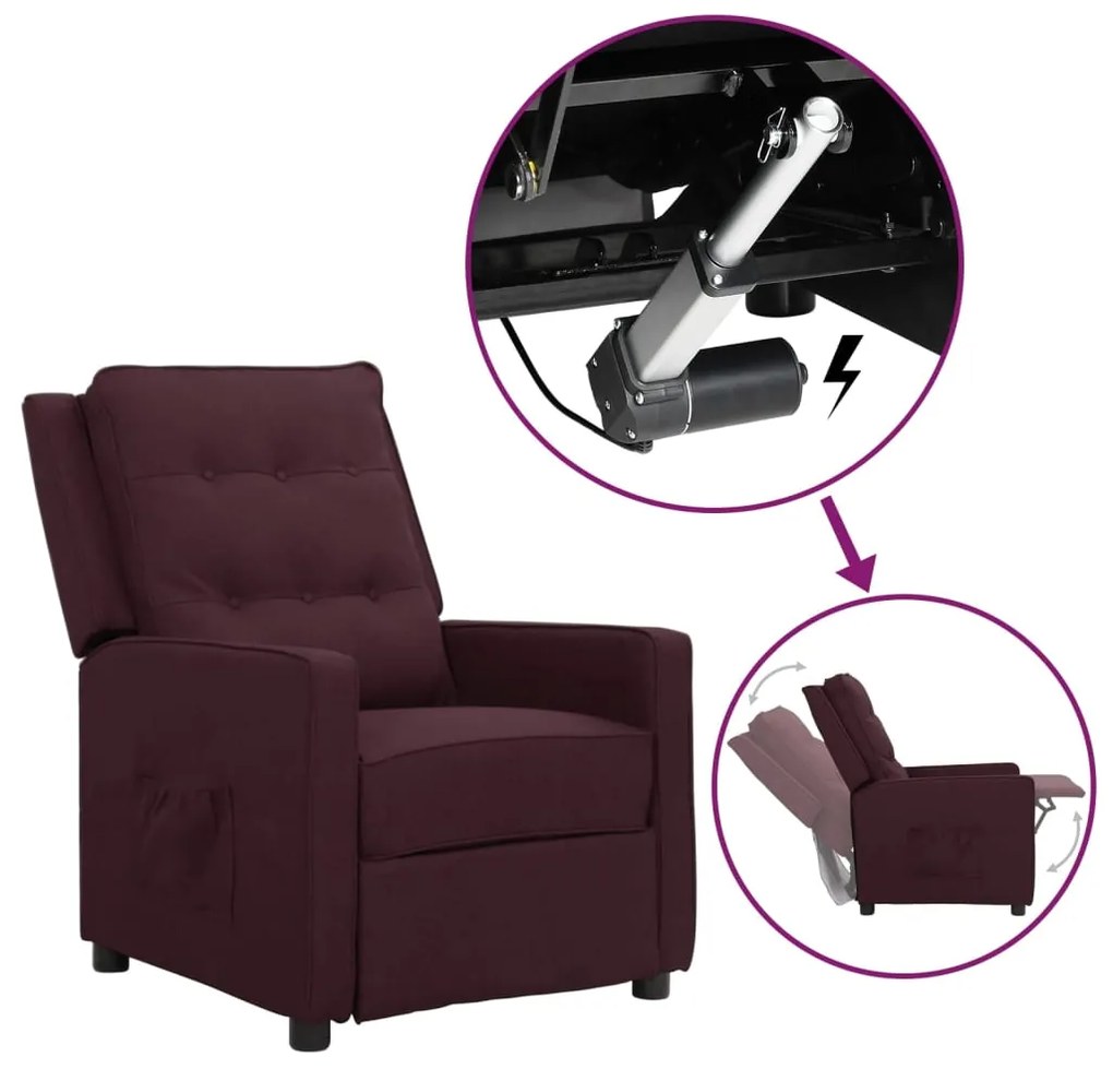 vidaXL Poltrona elevatória tecido roxo
