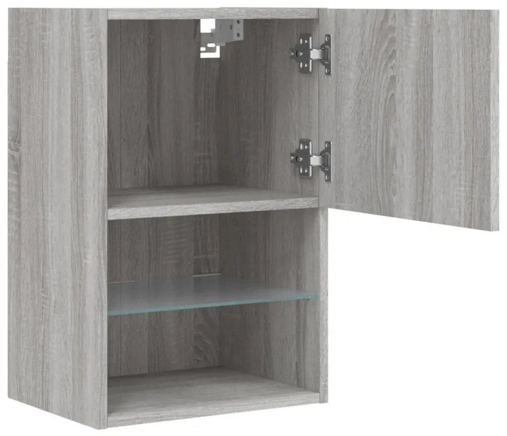 Móvel de TV com luzes LED 40,5x30x60 cm cinzento sonoma