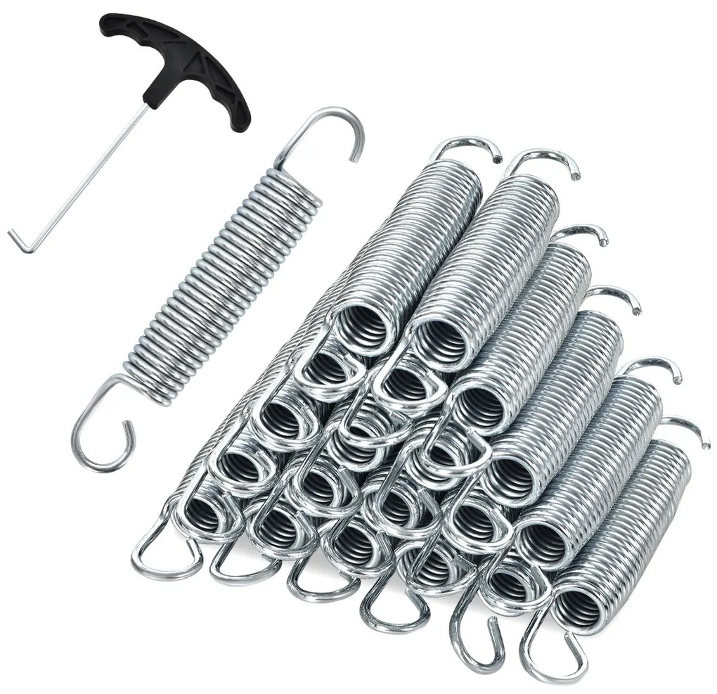20 Molas de 14 cm para trampolim Molas para serviço pesado em aço galvanizado resistente à ferrugem com gancho em T de puxar prateado