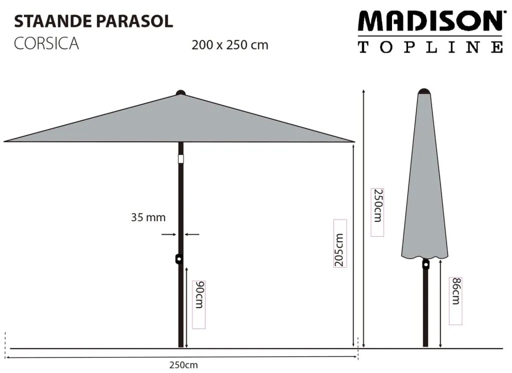 Guarda-sol de jardim Corsica 200x250 cm cor cru