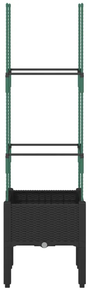 Vaso/floreira de jardim c/ treliça 40x40x142,5 cm PP preto