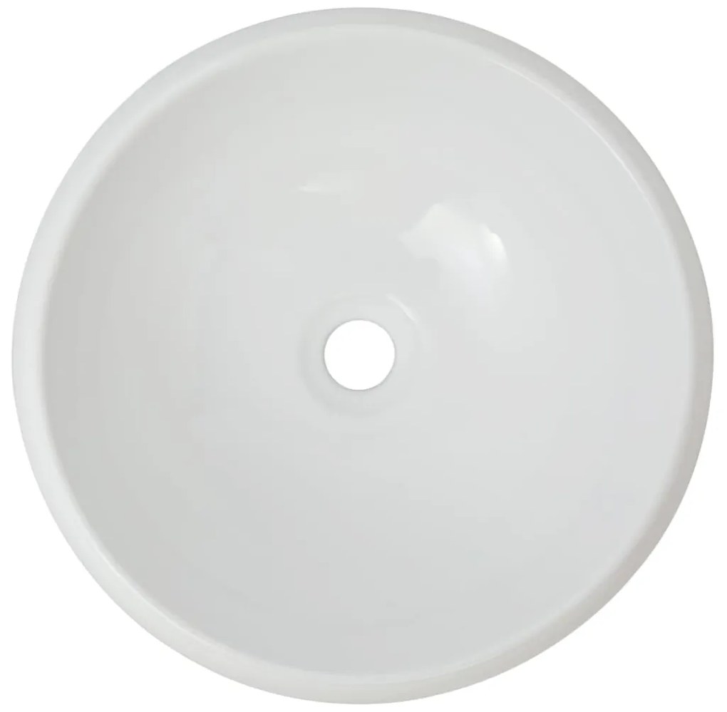 Lavatório com torneira misturadora cerâmica redondo branco