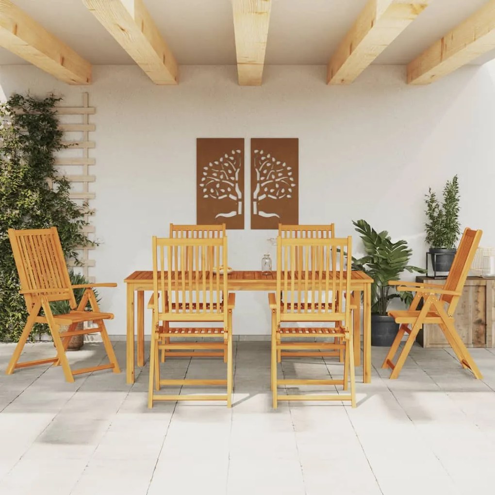 vidaXL 7 pcs conjunto de jantar para jardim madeira de acácia maciça