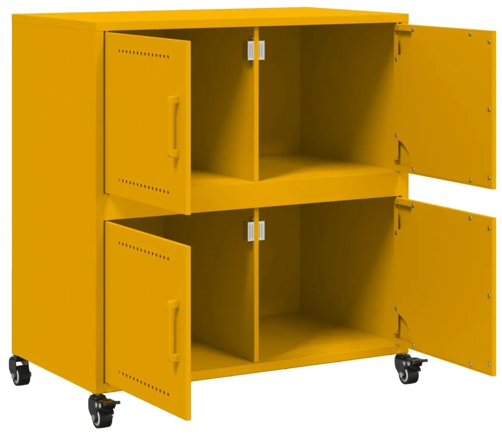 Aparador 68x39x72 cm aço amarelo mostarda