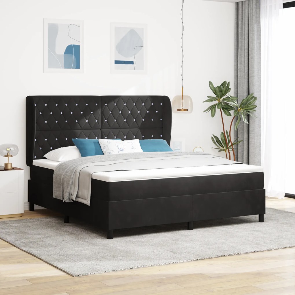 Cama Box com Colchão vidaXL Preta 180x200 cm Veludo