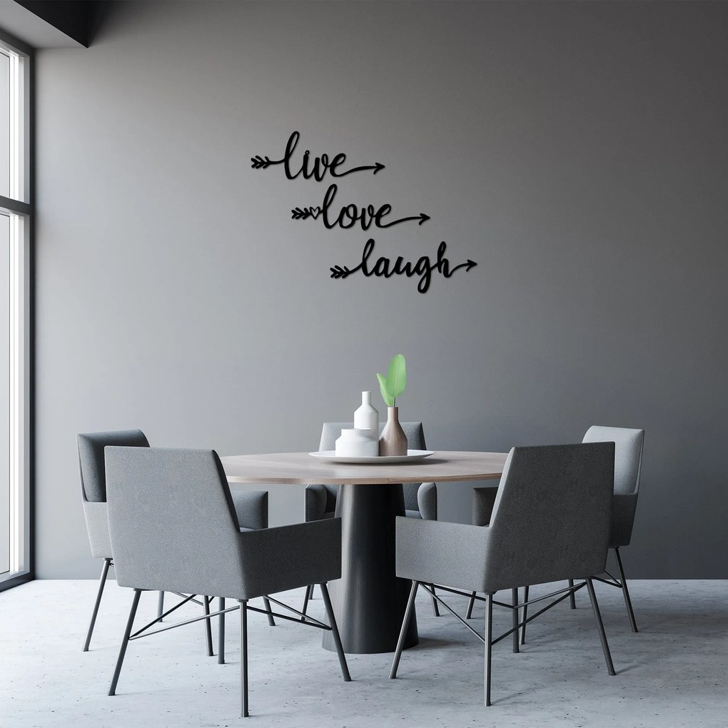 Acessório Decorativo de Parede Live Love Laugh – Preto – 60 x 60 cm