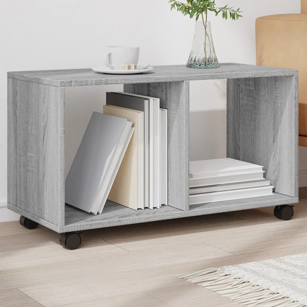 Móvel com rodas 72x33x42,5 cm derivados de madeira cinza sonoma