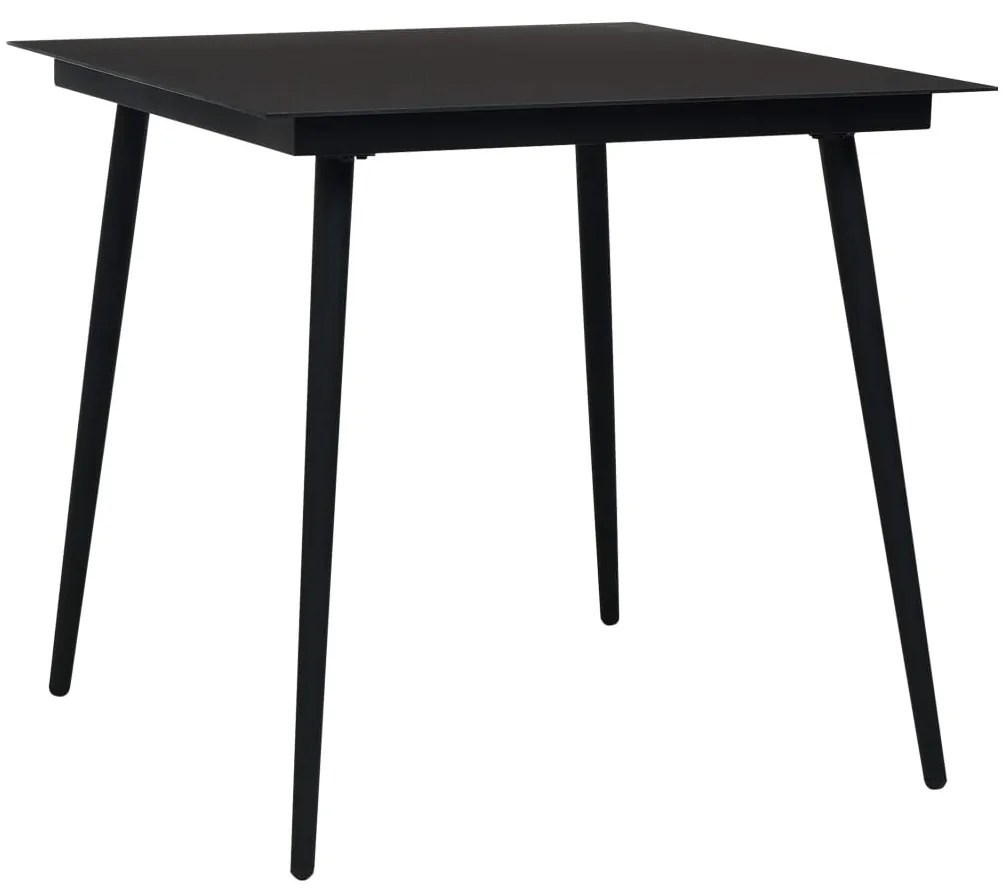 312157 vidaXL Mesa de jantar para jardim 80x80x74 cm aço e vidro preto